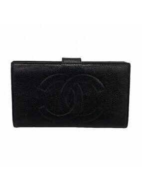 Chanel Wallet Caviar Leather Black Gold